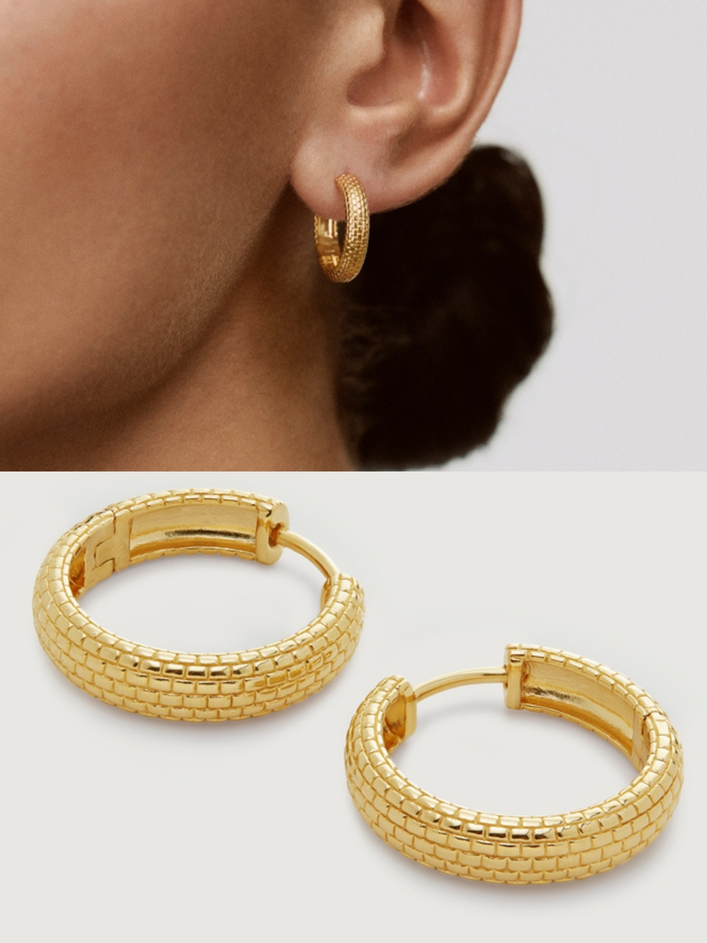 MONICA VINADER Gold Textured Hoop Earrings